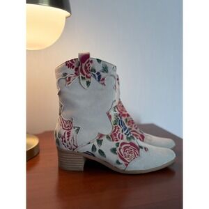 L'Artiste by Spring Step Blaine Floral Leather Western Boots Grey Multi Size 39